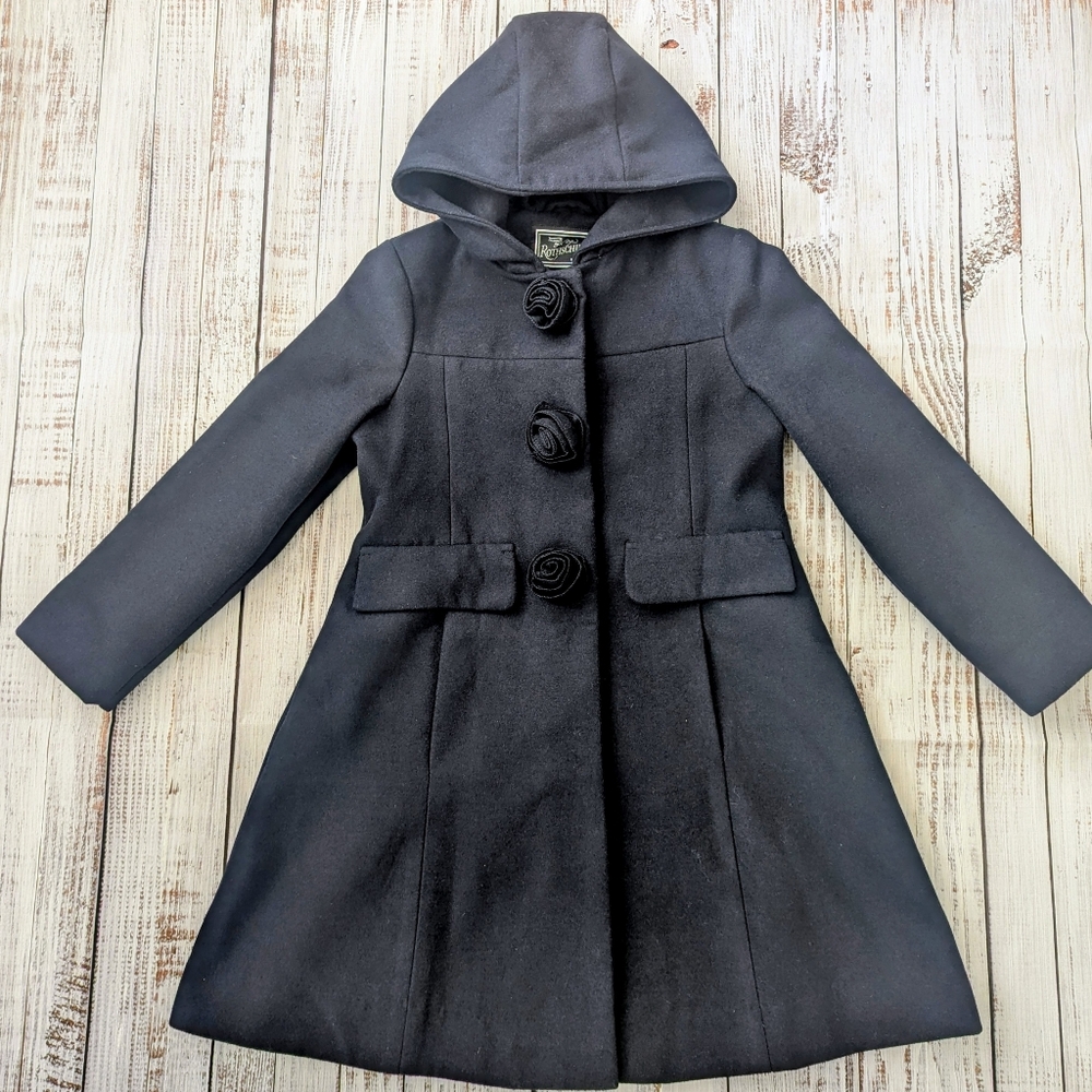 Rothschild Kids Hooded Pea Coat - Dark Gray